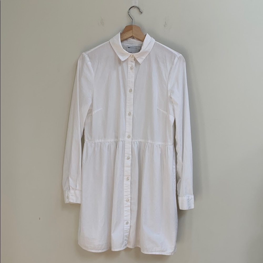 ASOS White Button-Up Shirt Dress Small